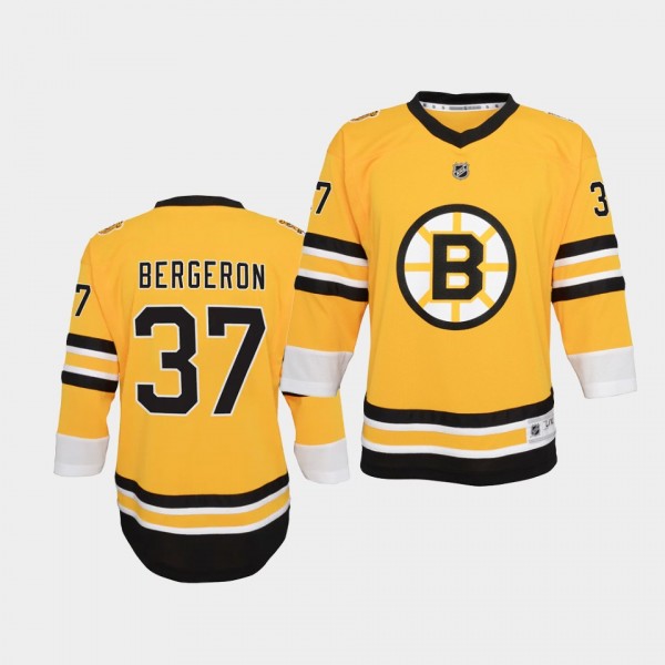 Patrice Bergeron Boston Bruins 2021 Reverse Retro Yellow Special Edition Youth Jersey