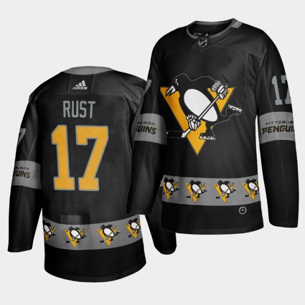 Bryan Rust Penguins #17 Logo sleeve Breakaway Jers...