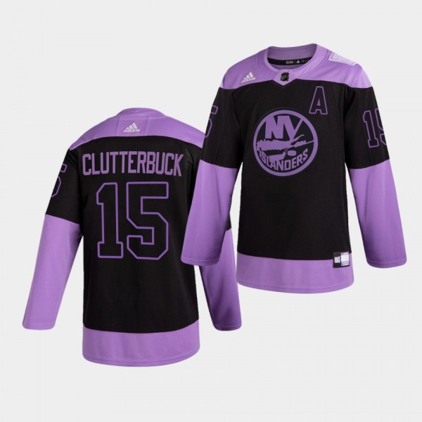 New York Islanders cal clutterbuck HockeyFightsCancer Jersey Purple Authentic