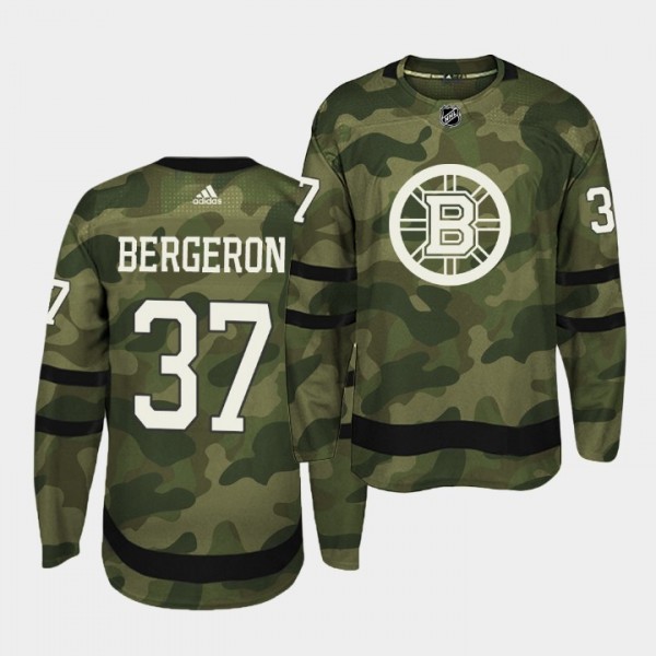 Patrice Bergeron #37 Bruins Armed Special Forces Authentic Jersey Men's