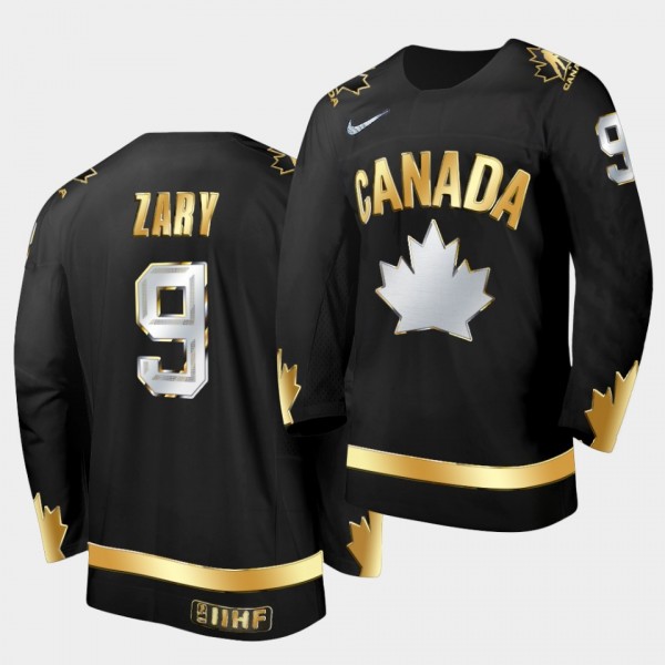 Connor Zary Canada 2021 IIHF World Junior Championship Jersey Black Golden Limited Edition