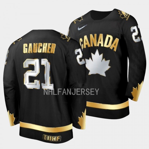 Canada 20X IIHF World Junior Gold Nathan Gaucher #21 Jersey Black Golden Authentic