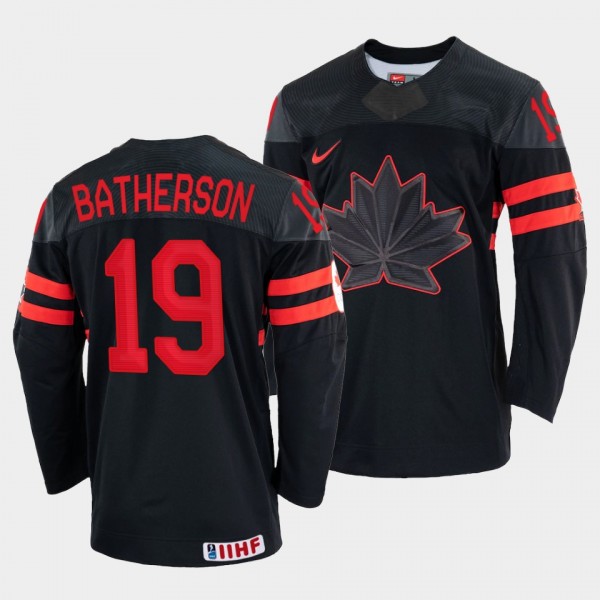 Drake Batherson 2022 IIHF World Championship Canada Hockey #19 Black Jersey Replica