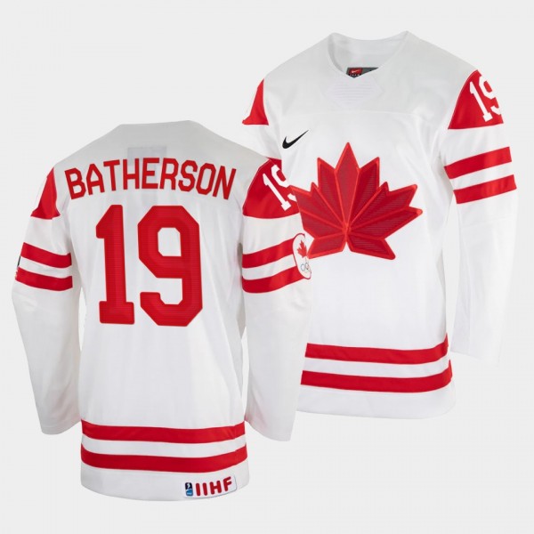 Drake Batherson 2022 IIHF World Championship Canada Hockey #19 White Jersey Home