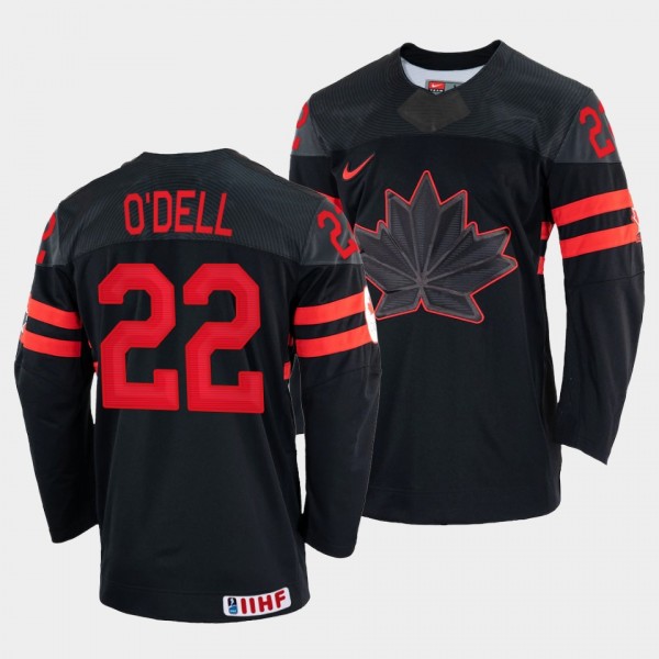 Eric O'Dell 2022 IIHF World Championship Canada Hockey #22 Black Jersey Replica