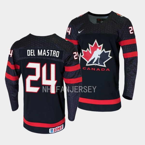 Ethan Del Mastro 2023 IIHF World Junior Champions Canada #24 Black Jersey Men