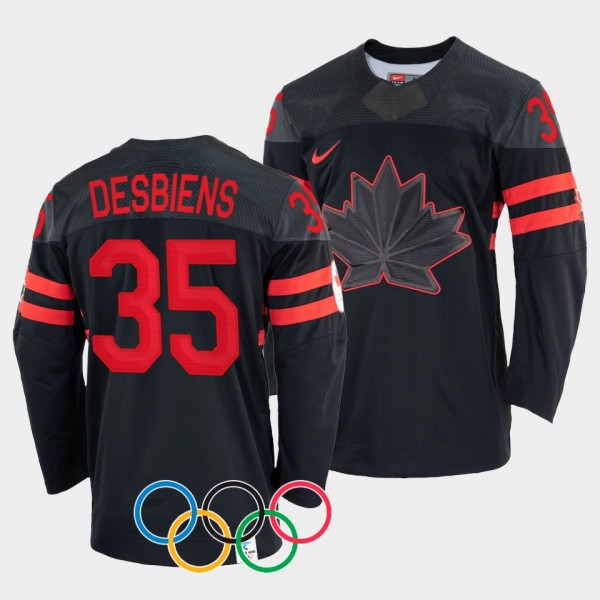 Canada Hockey 2022 Winter Olympics Ann-Renee Desbiens #35 Black Jersey