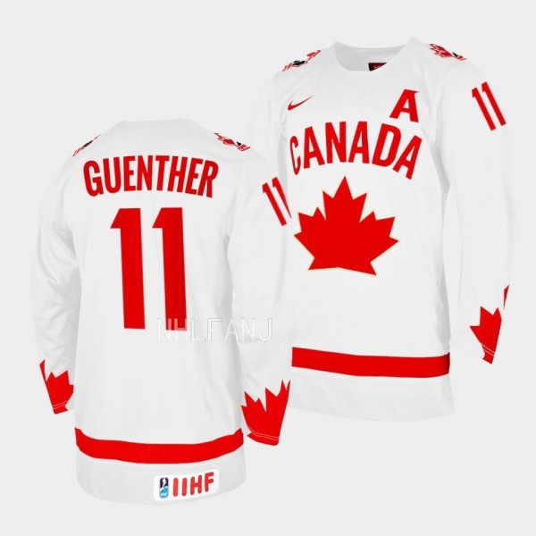 Dylan Guenther 2023 IIHF WJC Canada Hockey #11 White One Leaf Jersey Men