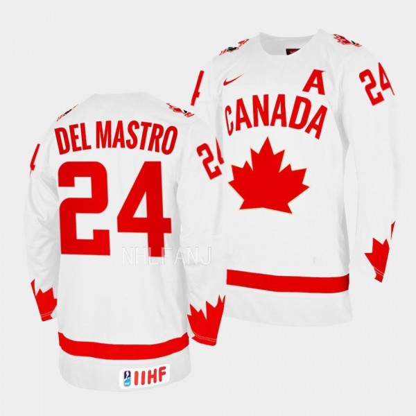 Ethan Del Mastro 2023 IIHF WJC Canada Hockey #24 W...