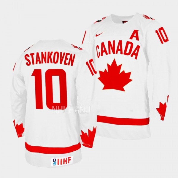 Logan Stankoven 2023 IIHF WJC Canada Hockey #10 Wh...