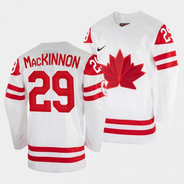 Nathan MacKinnon Canada Hockey 2022 Beijing Winter Olympic Jersey White