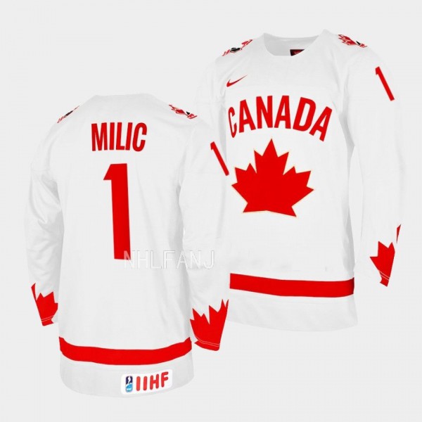 Thomas Milic 2023 IIHF WJC Canada Hockey #1 White ...