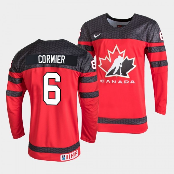 Canada Hockey #6 Lukas Cormier 2022 IIHF World Junior Championship Red Jersey Away