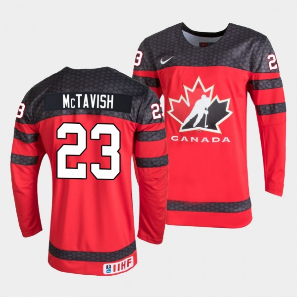 Canada Hockey #23 Mason McTavish 2022 IIHF World Junior Championship Red Jersey Away