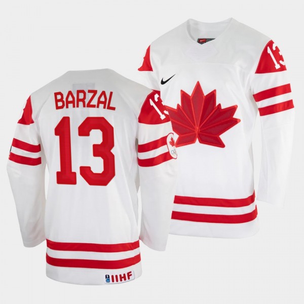 Mathew Barzal 2022 IIHF World Championship Canada Hockey #13 White Jersey Home