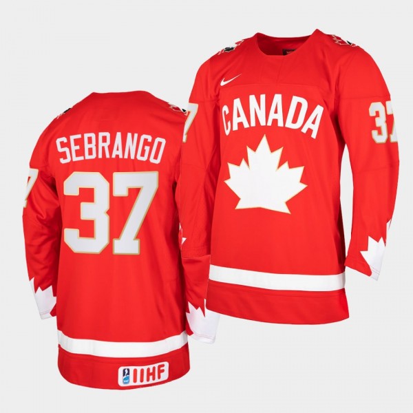 Donovan Sebrango Canada Team 2021 IIHF World Junior Championship Jersey Heritage Limited Red