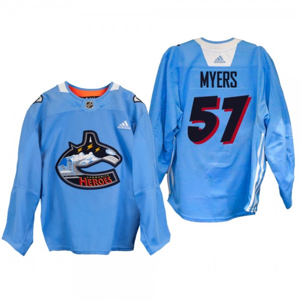 Canucks Community Heroes Tyler Myers Jersey Warm Up
