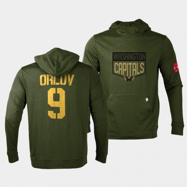 Washington Capitals Dmitry Orlov 2022 Salute to Service Olive Levelwear Hoodie Pullover