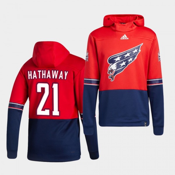 Washington Capitals Garnet Hathaway 2021 Reverse Retro Red Authentic Pullover Special Edition Hoodie