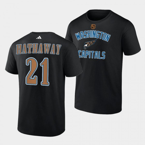 Washington Capitals Reverse Retro 2.0 Garnet Hathaway #21 Black T-Shirt Wheelhouse