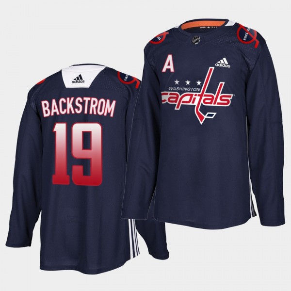 Nicklas Backstrom Capitals 2021 Black History Night navy Practice jersey End Racism Patch