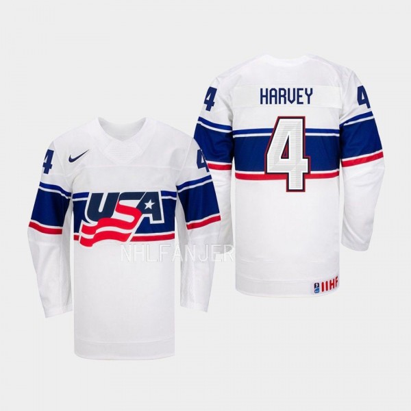 USA Hockey IIHF Caroline Harvey #4 White Jersey Ho...