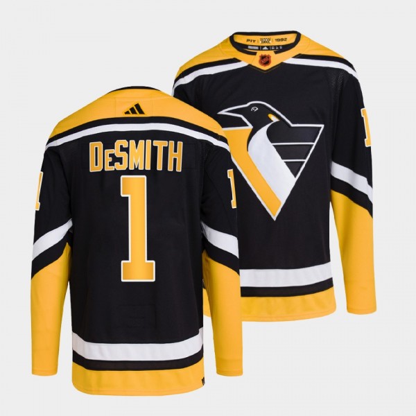 Casey DeSmith Pittsburgh Penguins 2022 Reverse Retro 2.0 Black #1 Authentic Primegreen Jersey Men's