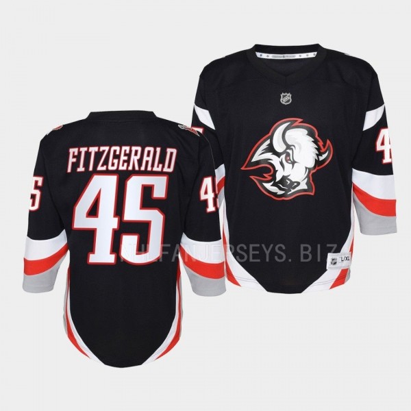 Buffalo Sabres Casey Fitzgerald 2022-23 Goathead Alternate Black #45 Youth Jersey