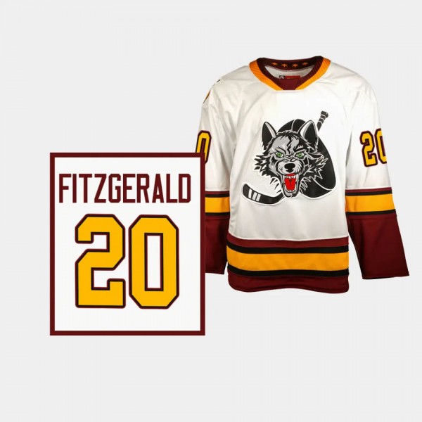 Cavan Fitzgerald Chicago Wolves #20 White AHL Auth...