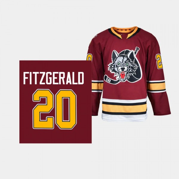 Chicago Wolves Cavan Fitzgerald #20 Jersey Men's Burgundy AHL Authentic Quicklite 2023-24 30th Season Shirt