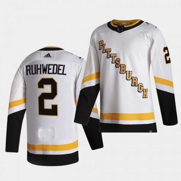 Chad Ruhwedel #2 Penguins 2020-21 Reverse Retro Fourth Authentic White Jersey