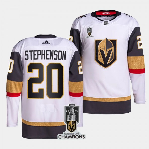 Vegas Golden Knights 2023 Stanley Cup Champions Chandler Stephenson #20 White Authentic Away Jersey Men's