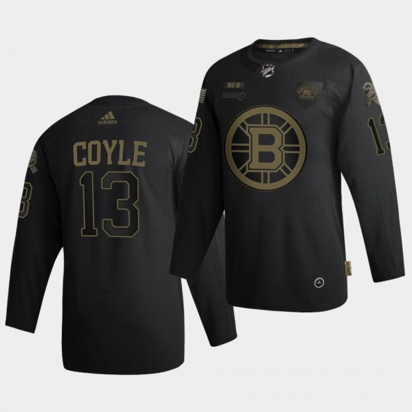Charlie Coyle #13 Bruins 2020 Veterans Day Authent...