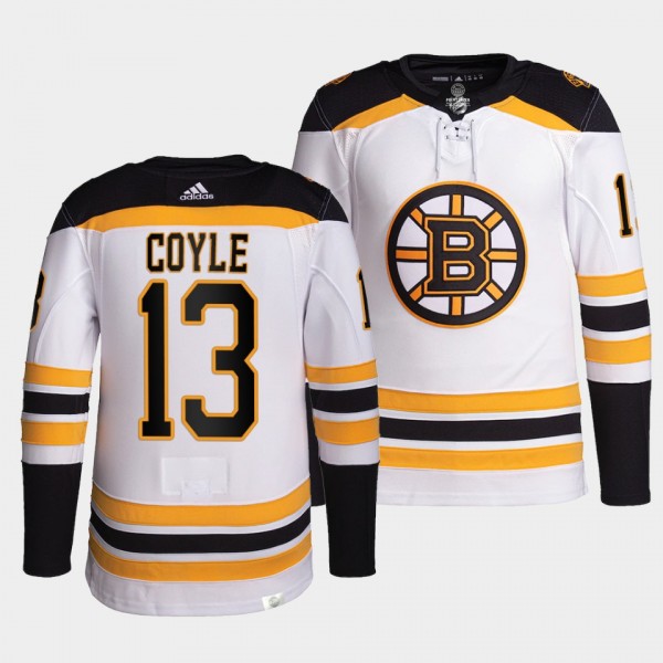 Charlie Coyle #13 Bruins Away White Jersey 2021-22...