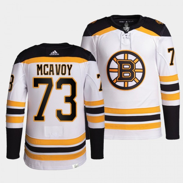 Charlie McAvoy #73 Bruins Away White Jersey 2021-22 Pro Authentic