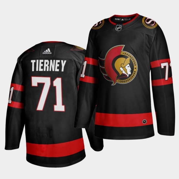 Chris Tierney Ottawa Senators Home 2020-21 Black Vintage 2-D logo Jersey