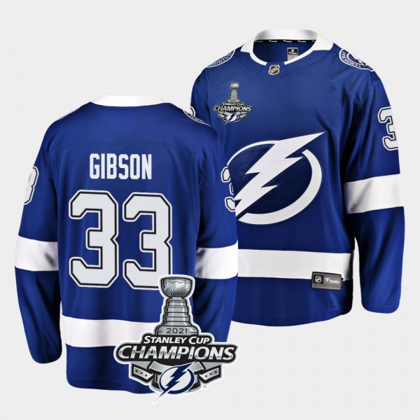 2021 Stanley Cup Champions Tampa Bay Lightning Christopher Gibson Blue Home 33 Jersey