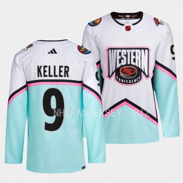 Clayton Keller 2023 NHL All-Star Western Conference Arizona Coyotes #9 White Jersey Authentic