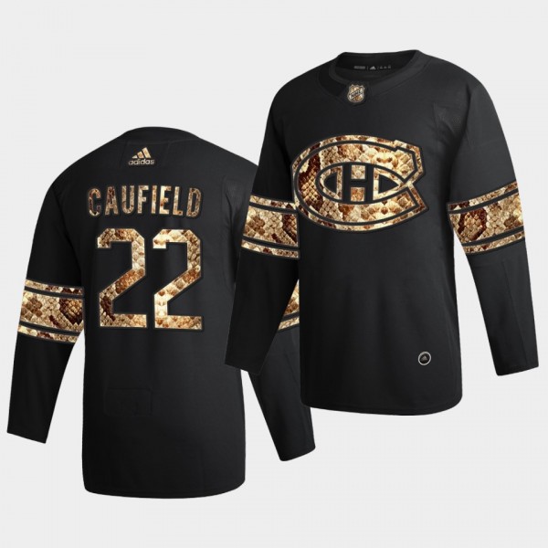Cole Caufield #22 Canadiens Python Skin 2021 Exclusive Edition Black Jersey