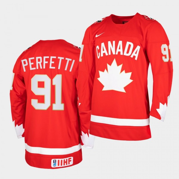 Canada Team Cole Perfetti 2021 IIHF World Champion...