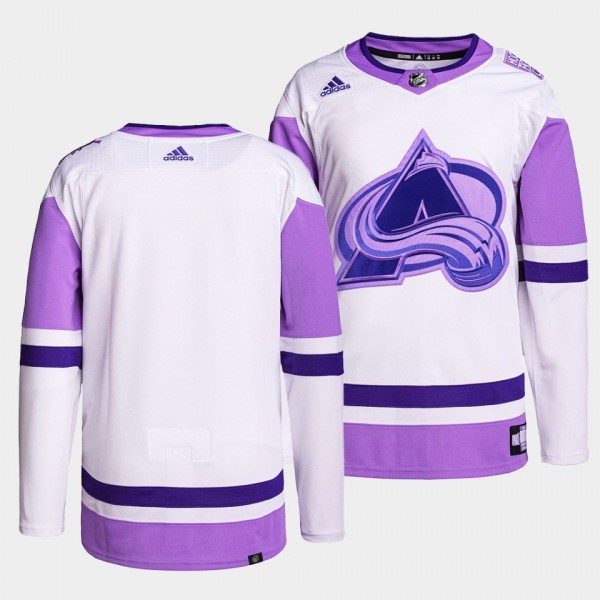 Colorado Avalanche Hockey Fights Cancer Primegreen Authentic Jersey White Purple