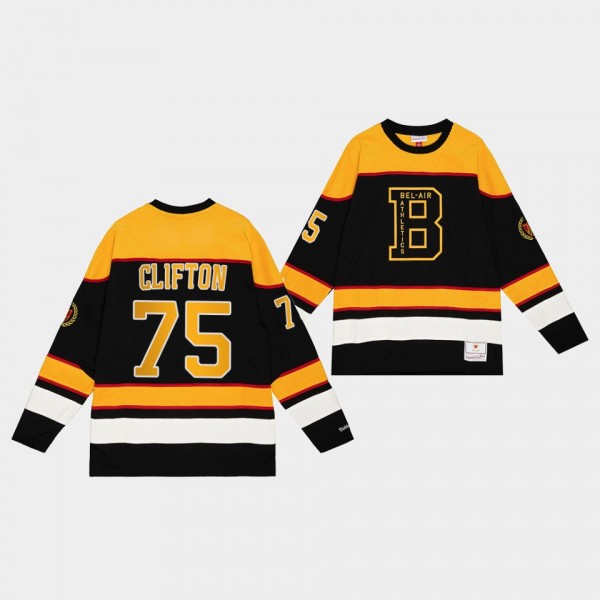 Boston Bruins NHL X Bel-Air Connor Clifton Black #75 Hockey Jersey