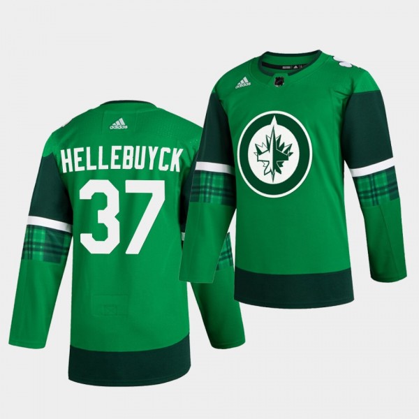 Connor Hellebuyck Jets 2020 St. Patrick's Day Gree...