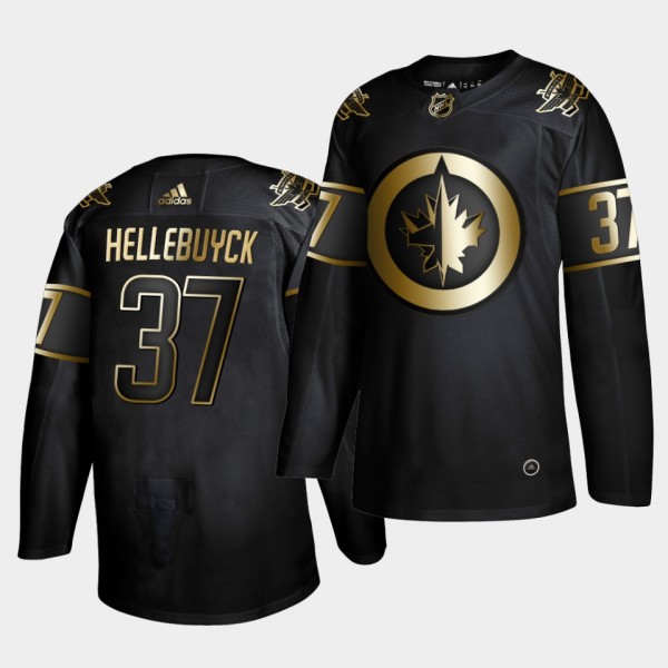 Connor Hellebuyck Authentic Player Jets #37 Golden Edition Black Jersey