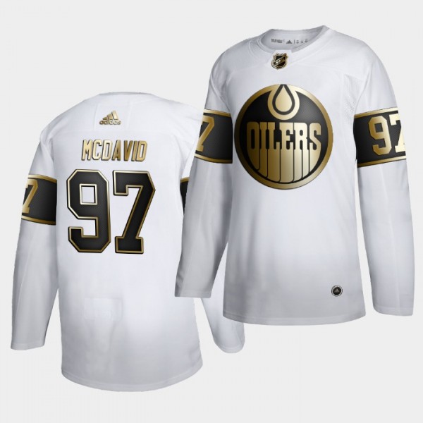 Connor McDavid #97 NHL Oilers Golden Edition White Limited Jersey