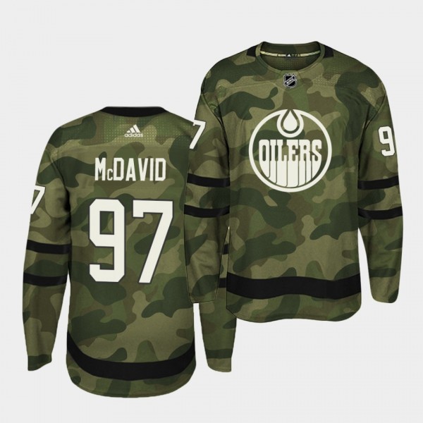 Connor McDavid #97 Oilers Armed Special Forces Aut...