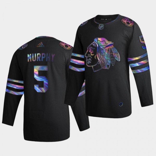 Chicago Blackhawks Connor Murphy 2020-21 Iridescent Holographic Collection Authentic Black Jersey
