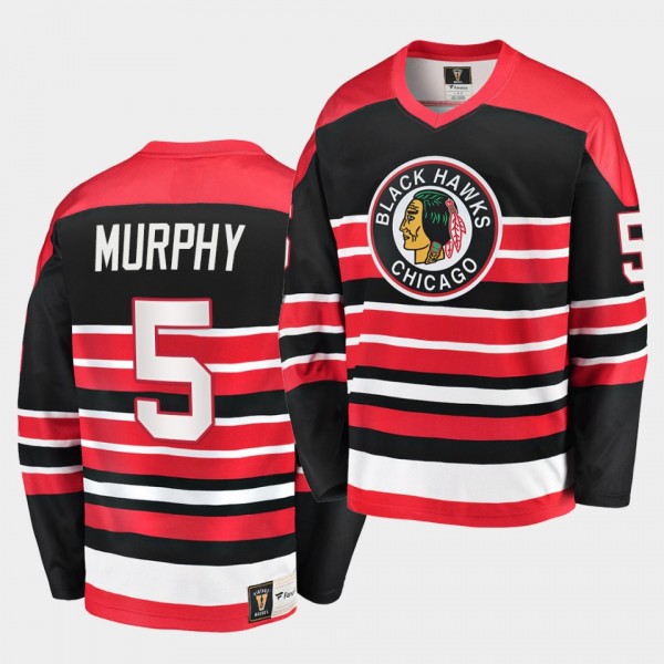 Connor Murphy #5 Chicago Blackhawks Heritage Vintage Black Red Premier Jersey
