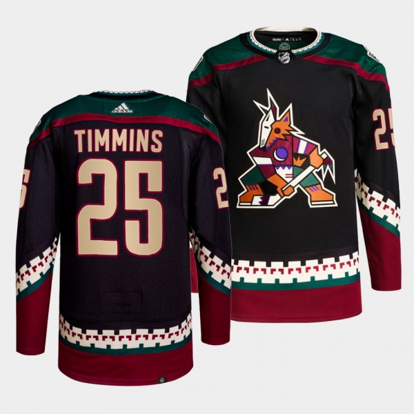 Conor Timmins #25 Coyotes Home Black Jersey 2021-22 Primegreen Authentic