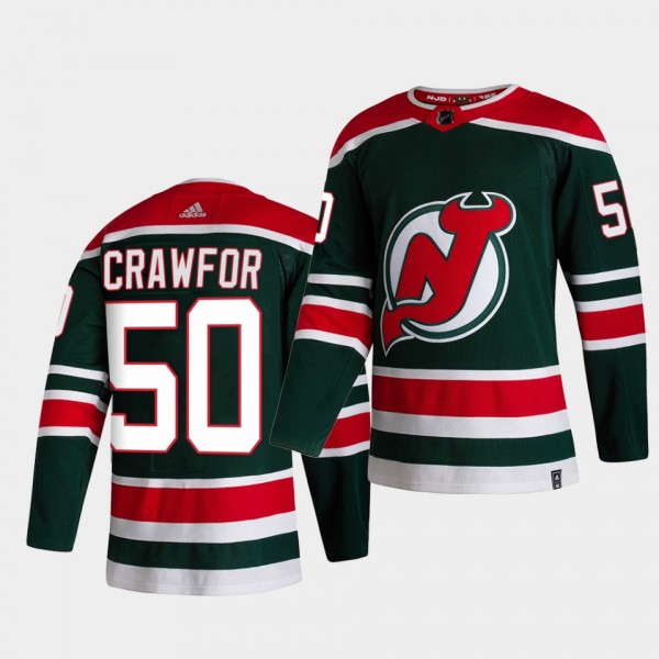 New Jersey Devils 2021 Reverse Retro Corey Crawfor...
